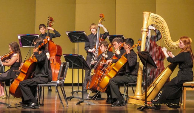 nett (L) playing Bass Fiddle with the PVHS String Orchestra